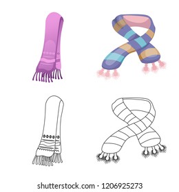 Isolated object of scarf and shawl sign. Set of scarf and accessory vector icon for stock.