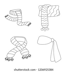Isolated object of scarf and shawl sign. Set of scarf and accessory stock vector illustration.