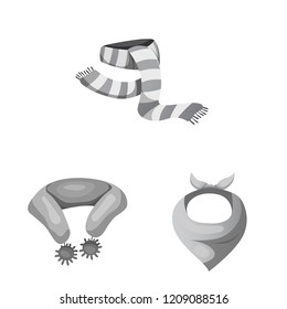 Isolated object of scarf and shawl sign. Collection of scarf and accessory stock vector illustration.
