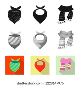 Isolated object of scarf and shawl sign. Set of scarf and accessory vector icon for stock.