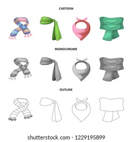 Isolated object of scarf and shawl sign. Set of scarf and accessory stock symbol for web.