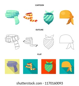 Isolated object of scarf and shawl symbol. Set of scarf and accessory stock symbol for web.