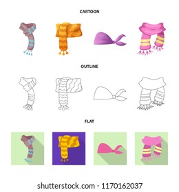 Isolated object of scarf and shawl symbol. Set of scarf and accessory stock symbol for web.