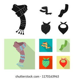 Isolated object of scarf and shawl symbol. Collection of scarf and accessory stock symbol for web.