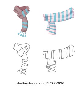 Isolated object of scarf and shawl symbol. Set of scarf and accessory stock symbol for web.