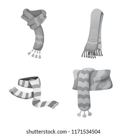 Isolated object of scarf and shawl symbol. Collection of scarf and accessory stock symbol for web.