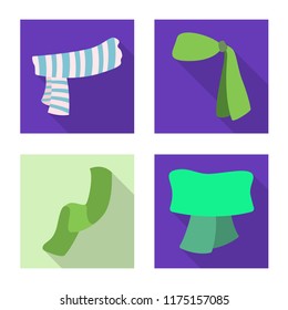 Isolated object of scarf and shawl symbol. Set of scarf and accessory stock symbol for web.