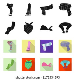 Isolated object of scarf and shawl symbol. Collection of scarf and accessory stock vector illustration.