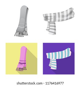 Isolated object of scarf and shawl symbol. Collection of scarf and accessory stock symbol for web.