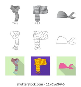 Isolated object of scarf and shawl symbol. Set of scarf and accessory stock symbol for web.
