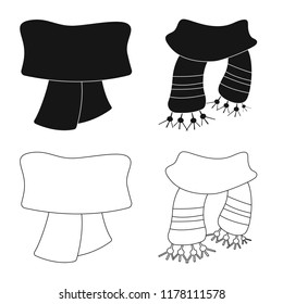 Isolated object of scarf and shawl symbol. Set of scarf and accessory stock vector illustration.