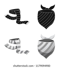 Isolated object of scarf and shawl symbol. Set of scarf and accessory vector icon for stock.