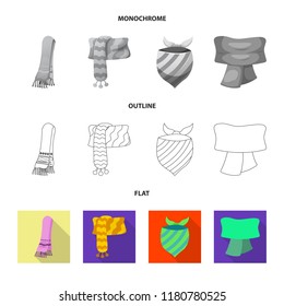 Isolated object of scarf and shawl symbol. Collection of scarf and accessory vector icon for stock.