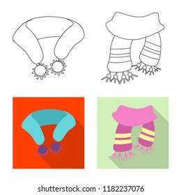 Isolated object of scarf and shawl symbol. Set of scarf and accessory stock vector illustration.