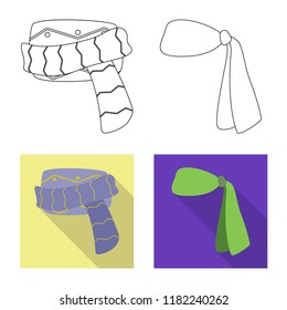 Isolated object of scarf and shawl symbol. Set of scarf and accessory vector icon for stock.