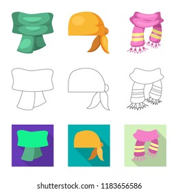 Isolated object of scarf and shawl symbol. Set of scarf and accessory stock vector illustration.