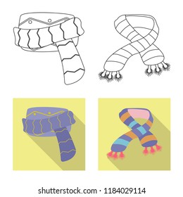 Isolated object of scarf and shawl symbol. Collection of scarf and accessory vector icon for stock.
