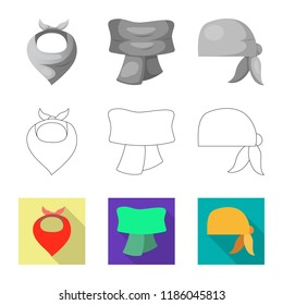 Isolated object of scarf and shawl symbol. Collection of scarf and accessory stock vector illustration.