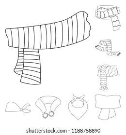 Isolated object of scarf and shawl symbol. Set of scarf and accessory stock symbol for web.