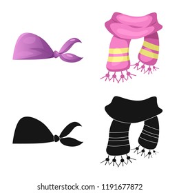 Isolated object of scarf and shawl symbol. Set of scarf and accessory vector icon for stock.