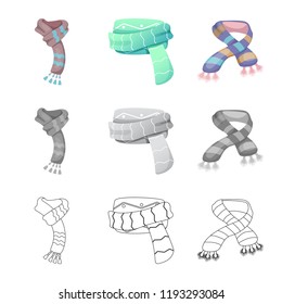 Isolated object of scarf and shawl symbol. Collection of scarf and accessory stock vector illustration.