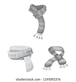 Isolated object of scarf and shawl symbol. Collection of scarf and accessory stock symbol for web.