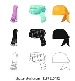Isolated object of scarf and shawl symbol. Collection of scarf and accessory stock symbol for web.