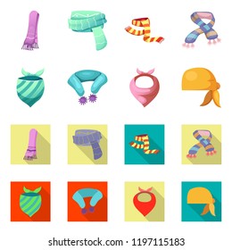 Isolated object of scarf and shawl symbol. Set of scarf and accessory vector icon for stock.