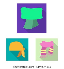 Isolated object of scarf and shawl symbol. Collection of scarf and accessory stock symbol for web.