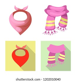 Isolated object of scarf and shawl symbol. Collection of scarf and accessory stock vector illustration.