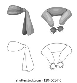 Isolated object of scarf and shawl symbol. Set of scarf and accessory stock vector illustration.