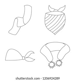 Isolated object of scarf and shawl symbol. Set of scarf and accessory stock symbol for web.