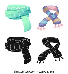 Isolated object of scarf and shawl symbol. Set of scarf and accessory stock symbol for web.
