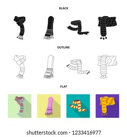 Isolated object of scarf and shawl symbol. Collection of scarf and accessory stock symbol for web.