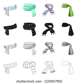 Isolated object of scarf and shawl symbol. Collection of scarf and accessory stock vector illustration.