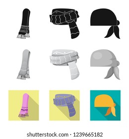 Isolated object of scarf and shawl symbol. Collection of scarf and accessory stock symbol for web.