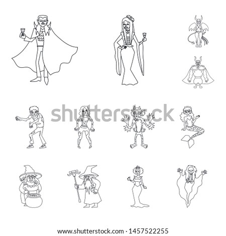 Isolated object of scary and phantom icon. Set of scary and horror stock vector illustration.