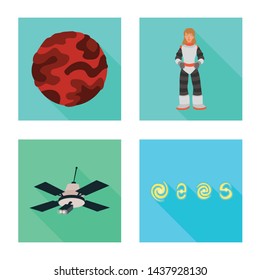 Isolated object of science and cosmic icon. Set of science and technology stock vector illustration.