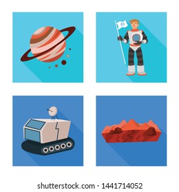 Isolated object of science and cosmic sign. Set of science and technology vector icon for stock.