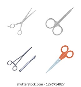 Isolated object of scissor and craft  icon. Collection of scissor and open vector icon for stock.
