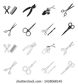 Isolated object of scissor and craft  icon. Collection of scissor and open vector icon for stock.
