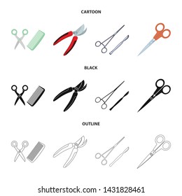 Isolated object of scissor and craft icon. Collection of scissor and open stock vector illustration.