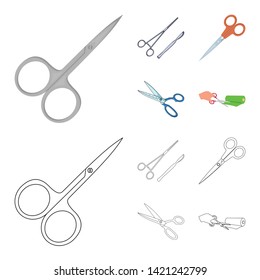 Isolated object of scissor and craft  logo. Collection of scissor and open stock symbol for web.