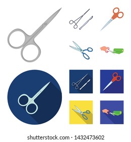 Isolated object of scissor and craft sign. Set of scissor and open vector icon for stock.