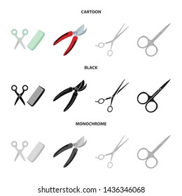 Isolated object of scissor and craft sign. Collection of scissor and open vector icon for stock.