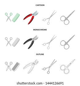 Isolated object of scissor and craft symbol. Set of scissor and open stock vector illustration.