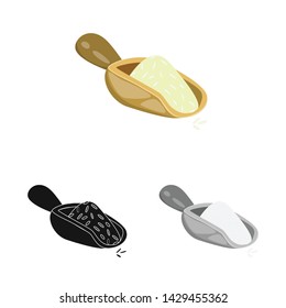 Isolated object of scoop and rice logo. Collection of scoop and grain stock vector illustration.