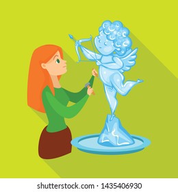 Isolated object of sculpture and ice icon. Collection of sculpture and angel stock symbol for web.