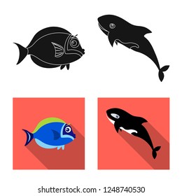 Isolated object of sea and animal icon. Set of sea and marine stock symbol for web.