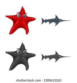 Isolated object of sea and animal icon. Set of sea and marine vector icon for stock.